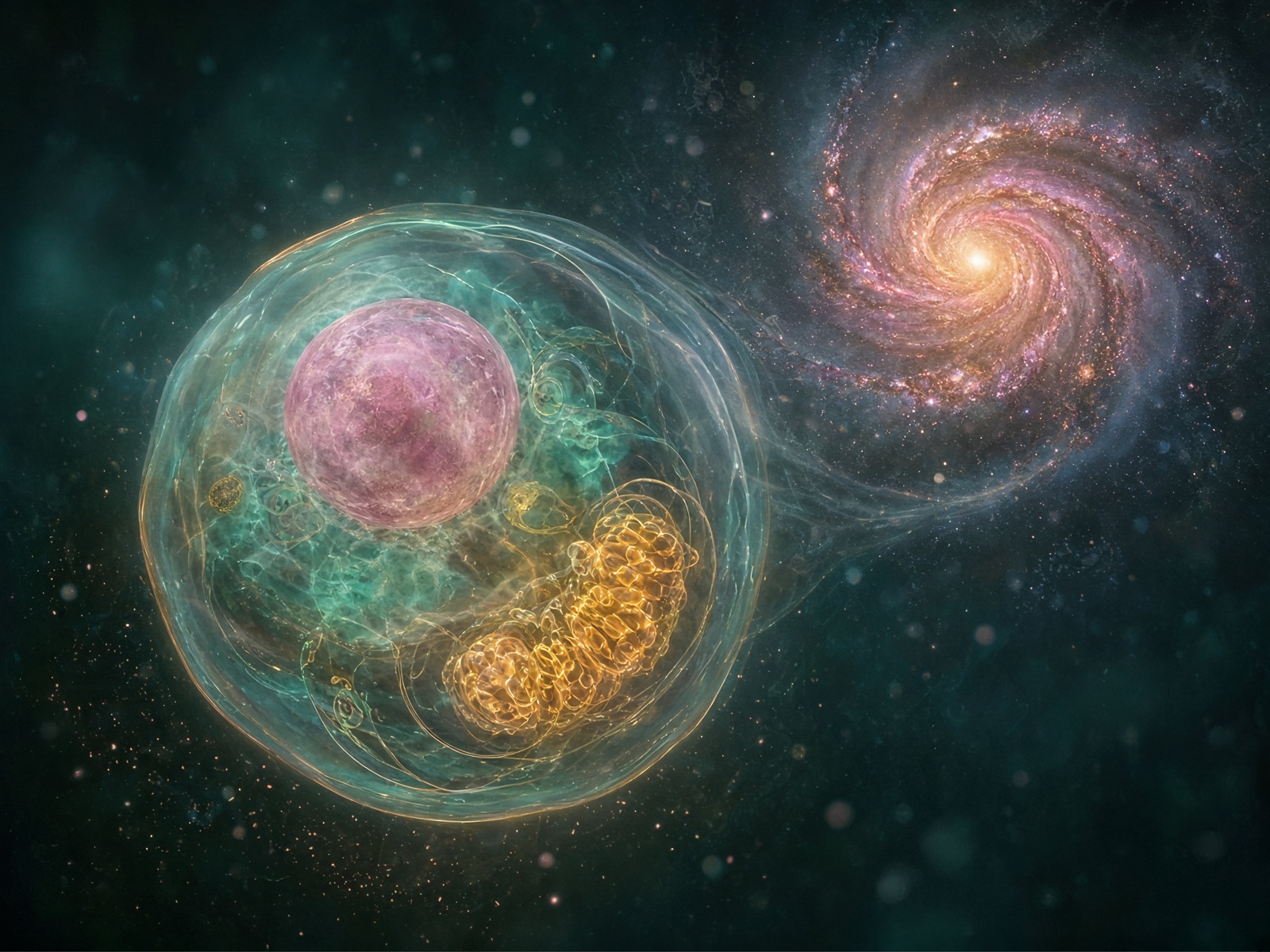 A living cell and a galaxy occupying the same field of view