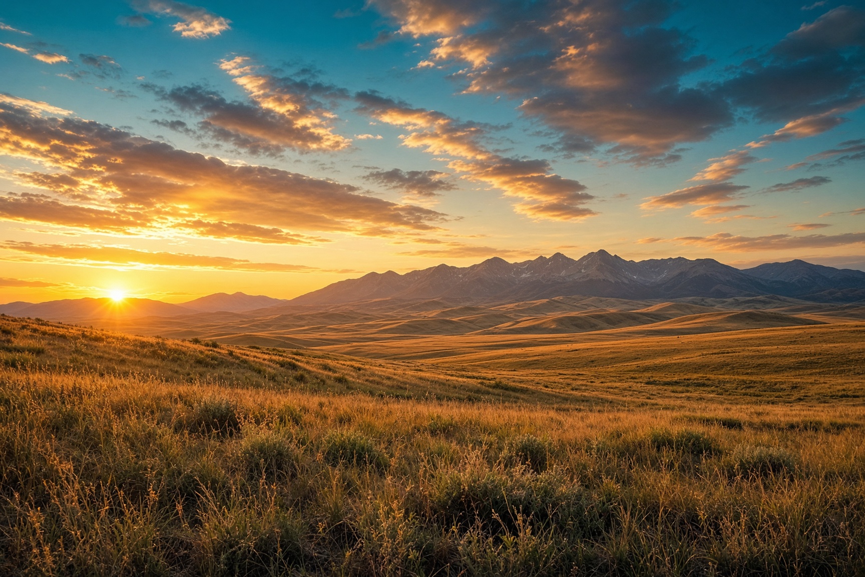 Wyoming plains under a gold and teal evening sky