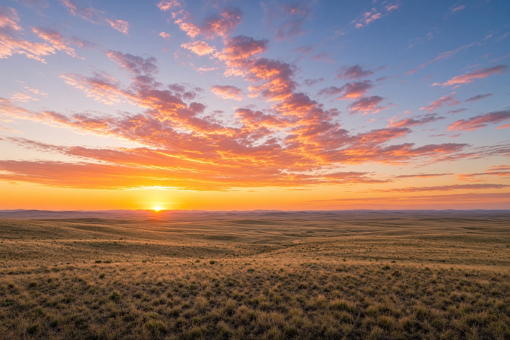 Sunrise over empty Wyoming high plains